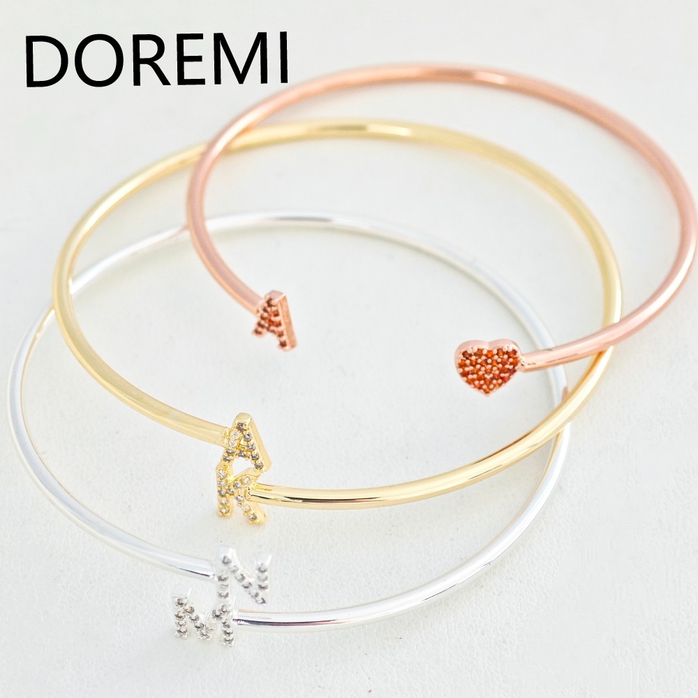 Cuff Bangle Bracelet - DOREMI lettres personnalisées lettre initiale bracelets