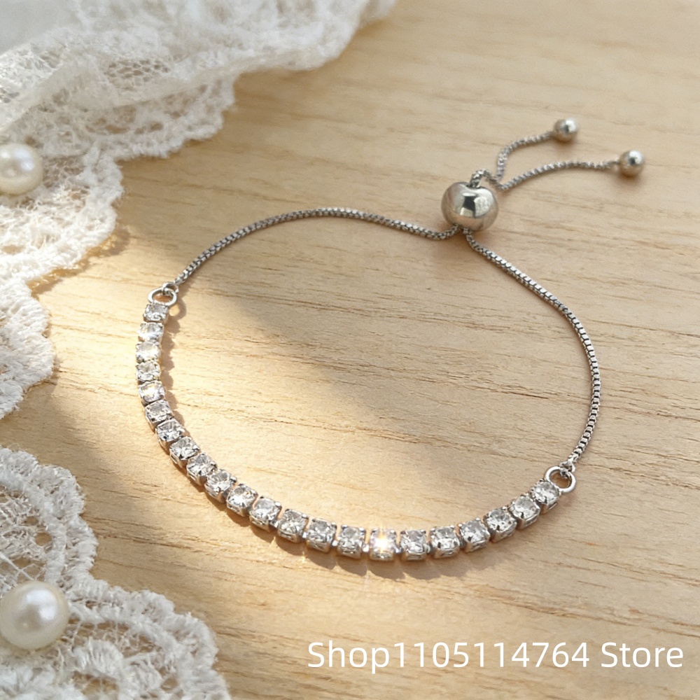 Tennis Bracelet Cubic - Bracelet tennis réglable en argent sterling