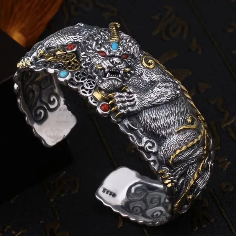 Cuff Bangle Bracelet - Bracelet tigre Pixiu porte-bonheur, accessoires de