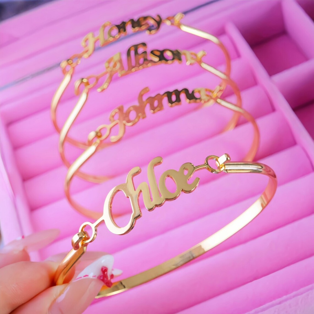 Cuff Bangle Bracelet - Bracelets personnalisés avec nom pour femmes
