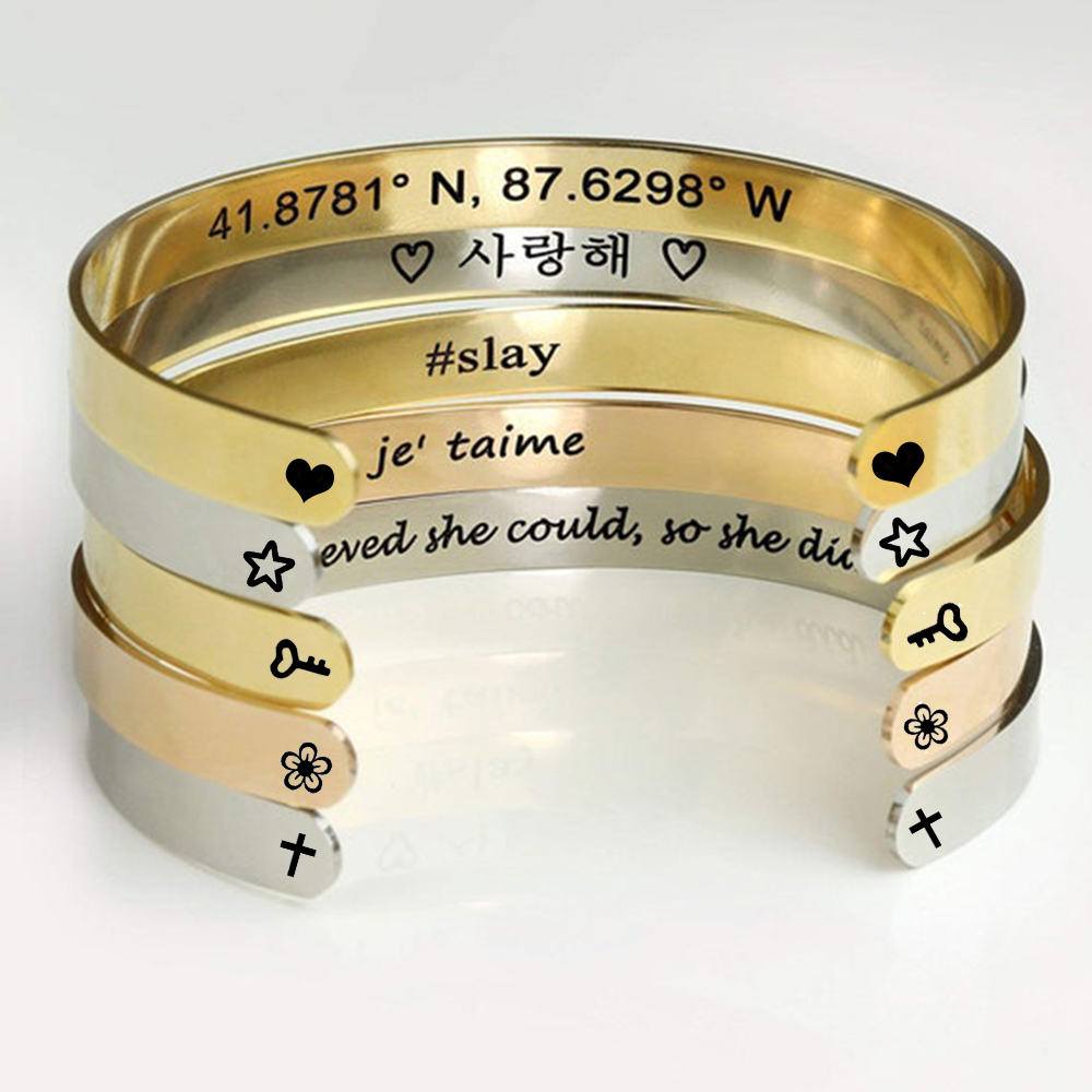 Bracelets personnalisés gravés - Cuff Bangle Bracelet avis et prix