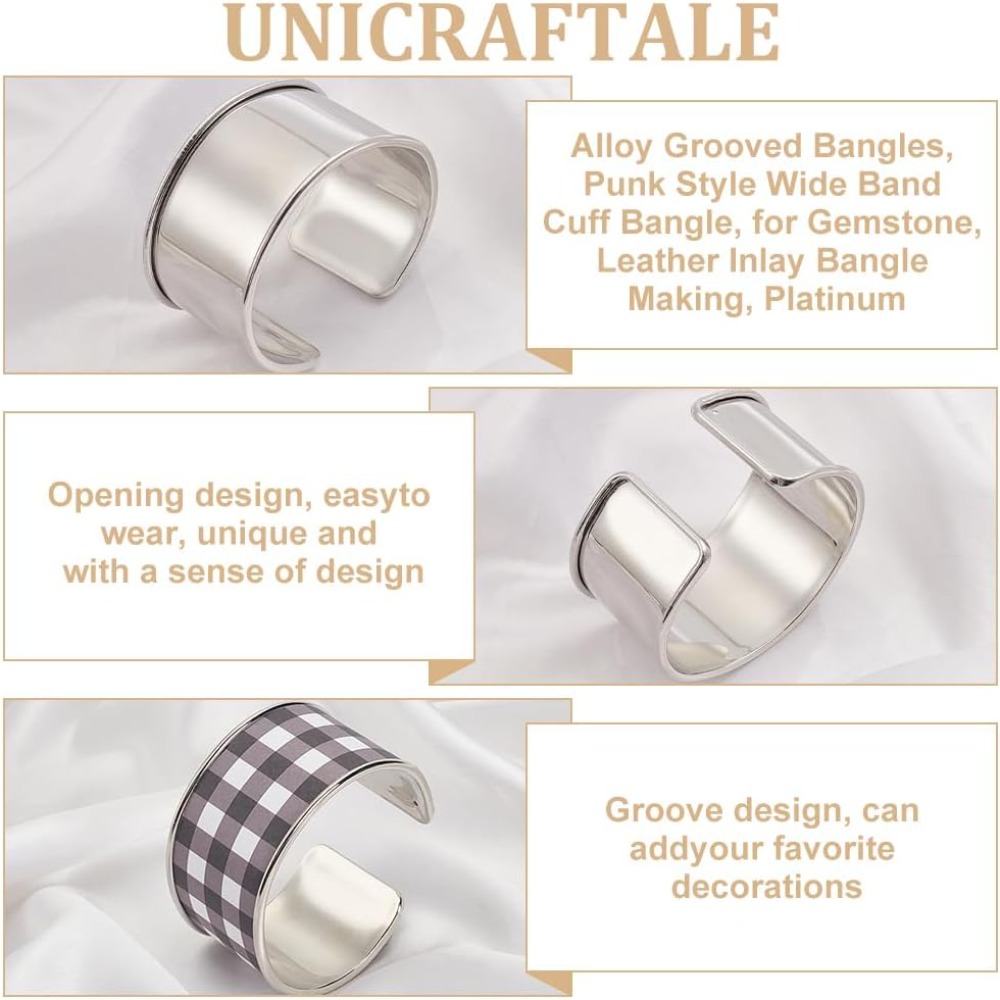 Bracelets rainurés en platine, - Cuff Bangle Bracelet avis et prix